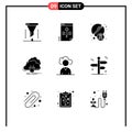 Set of 9 Commercial Solid Glyphs pack for network, connection, key, cloud, drugs