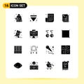 Set of 16 Commercial Solid Glyphs pack for sales, cyber monday, drug, prescription, medicine