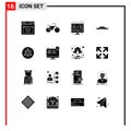 Set of 16 Commercial Solid Glyphs pack for scale, male, discount, movember, moustache