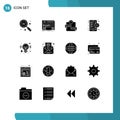 Set of 16 Commercial Solid Glyphs pack for smart phone, phone, rackmount, gear, healthcare