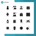 Set of 16 Commercial Solid Glyphs pack for success, paint, thumb, arts, crayons Royalty Free Stock Photo