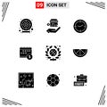 Group of 9 Solid Glyphs Signs and Symbols for team, time, timer, money, banking