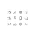 Set of communication icons set modern button . Phone, mobile phone, mail on isolated background for applications, web, app. EPS 10 Royalty Free Stock Photo