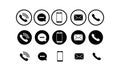 Set of communication icons set modern button . Phone, mobile phone, mail on isolated background for applications, web, app. EPS 10 Royalty Free Stock Photo