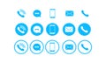 Set of communication icons set modern button. Phone, mobile phone, mail on isolated background for applications, web, application