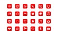 Set of communication icons set modern red button . Phone, mobile phone, retro phone, mail and web site symbols on isolated Royalty Free Stock Photo