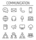 Set of communication icons in modern thin line style