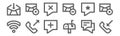 Set of 12 communication icons. outline thin line icons such as incoming call, mailbox, outcoming call, chat, chat, love