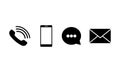 Set of communication icons set. Phone, mobile phone, chat, email for applications, web, app on isolated white background EPS 10