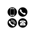 Set of communication icons. Phone, smartphone, mobile phone circle in modern color design concept on isolated white background for Royalty Free Stock Photo