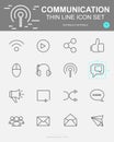 Set of Communication Vector Line Icons. Includes message, network, media, chat and more Royalty Free Stock Photo