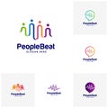 Set of Community logo template designs concepts vector illustration, People Beat logo concepts Royalty Free Stock Photo