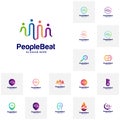 Set of Community logo template designs concepts vector illustration, People Beat logo concepts