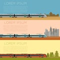 Set of commuter train banners Royalty Free Stock Photo