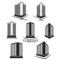 Set of Company building Vector logo and icon Royalty Free Stock Photo