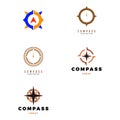 Set of Compass Icon Logo Design Template Royalty Free Stock Photo