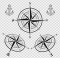 Set of compass roses or wind roses Royalty Free Stock Photo