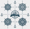 Set of compass roses or wind roses Royalty Free Stock Photo