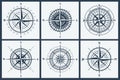 Set of compass roses or windroses Royalty Free Stock Photo