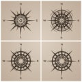 Set of compass roses or windroses Royalty Free Stock Photo