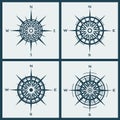 Set of compass roses or windroses Royalty Free Stock Photo