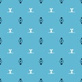 Set Compass and Whale tail in ocean wave on seamless pattern. Vector Royalty Free Stock Photo