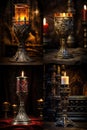 set of medieval fantasy candle holders.