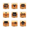 Set Computer api interface, monitor, Binary code, Web developer programming, Algorithm, Neural network, Cloud database Royalty Free Stock Photo
