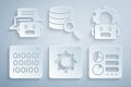Set Computer api interface, Robot setting, Binary code, Server and Chat icon. Vector Royalty Free Stock Photo