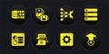 Set Computer api interface, Server, Data, Chat bot, Neural network, Artificial intelligence robot, Graduation cap and Royalty Free Stock Photo