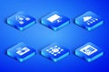 Set Computer api interface, Server, Data, Neural network, Artificial intelligence AI, monitor and Network cloud Royalty Free Stock Photo