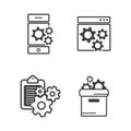 Set computer app setting with gears icon vector in line style for web, graphic and mobile design Royalty Free Stock Photo
