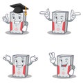 Set of computer character with graduation wink two finger