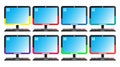 Set of computer dekstop colorful isolated on white background.