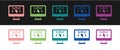 Set Computer display with vector design program icon isolated on isolated on black and white background. Photo editor Royalty Free Stock Photo