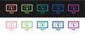 Set Computer display with vector design program icon isolated on isolated on black and white background. Photo editor Royalty Free Stock Photo