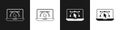 Set Computer display with vector design program icon isolated on isolated on black and white background. Photo editor Royalty Free Stock Photo