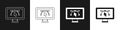 Set Computer display with vector design program icon isolated on isolated on black and white background. Photo editor Royalty Free Stock Photo