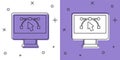 Set Computer display with vector design program icon isolated on isolated on white and purple background. Photo editor Royalty Free Stock Photo