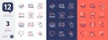 Set of Computer fingerprint, Cyber attack and Photo studio line icons. For design. Vector