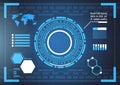 Set Of Computer Futuristic Infographic Elements And World Map Tech Abstract Background Template Charts And Graph, Banner Royalty Free Stock Photo