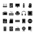 Set of Computer Hardware Icons Glyph Style Royalty Free Stock Photo