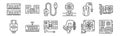 Set of 12 computer hardware icons. outline thin line icons such as motherboard, microphone, keyboard, computer, usb port, speaker Royalty Free Stock Photo