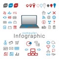 Set of computer infographic icons. Flat design media pictogram symbols Royalty Free Stock Photo