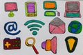 Set of computer and internet Doodle Royalty Free Stock Photo