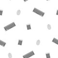 A set of computer keyboards and mouse, random colors, front view. A modern image of a computer keyboard. Flat vector Royalty Free Stock Photo