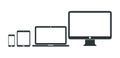 Set of computer, laptop, tablet and smartphone icons. Vector illustration