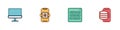 Set Computer monitor, Artificial intelligence AI, Binary code and Cloud technology data transfer icon. Vector Royalty Free Stock Photo