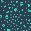 Set Computer monitor, Envelope, Delete file document and Trash can on seamless pattern. Vector Royalty Free Stock Photo