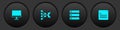 Set Computer monitor, Neural network, Server, Data and Web developer programming code icon. Vector Royalty Free Stock Photo